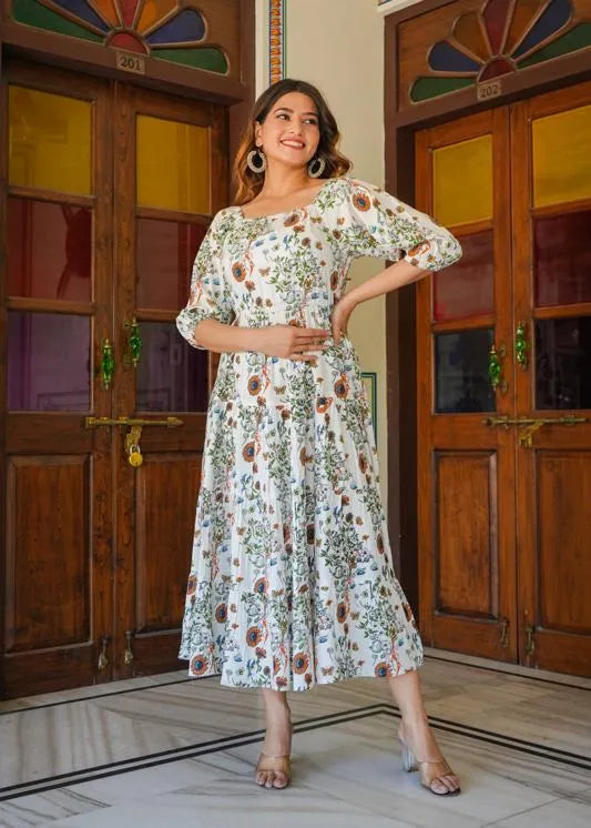 Floral Printed Tiered Style Dress