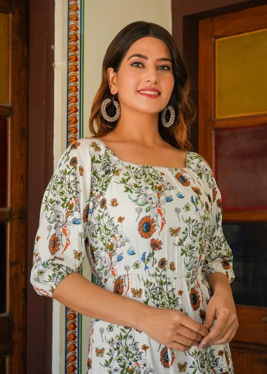 Floral Printed Tiered Style Dress