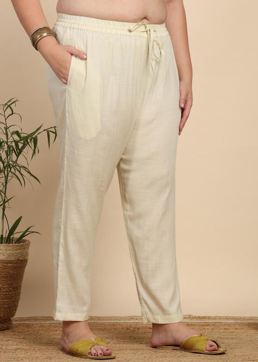 Plus Size Kurta Women's Cotton Slub Floral Print Calf Length Mandarin Collar Straight Kurta With Pant