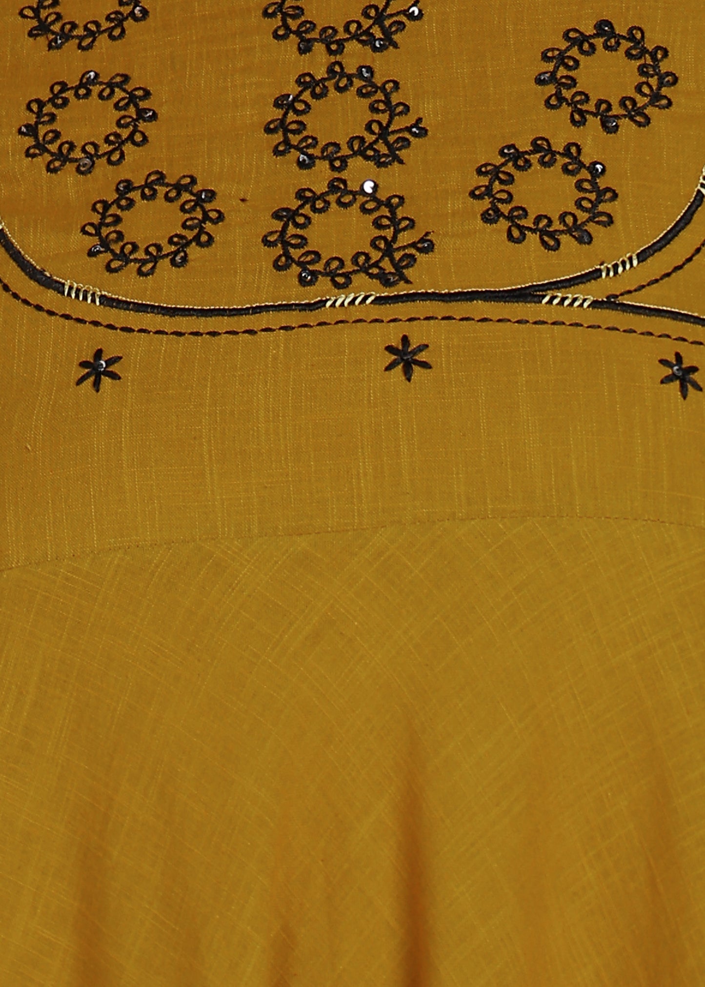 Mustard Sequin Work Angrakha Kurta – Elegant Embroidery & Stand Collar