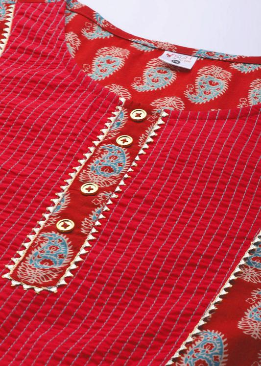 womens plus size floral printed anarkali kurti maroon