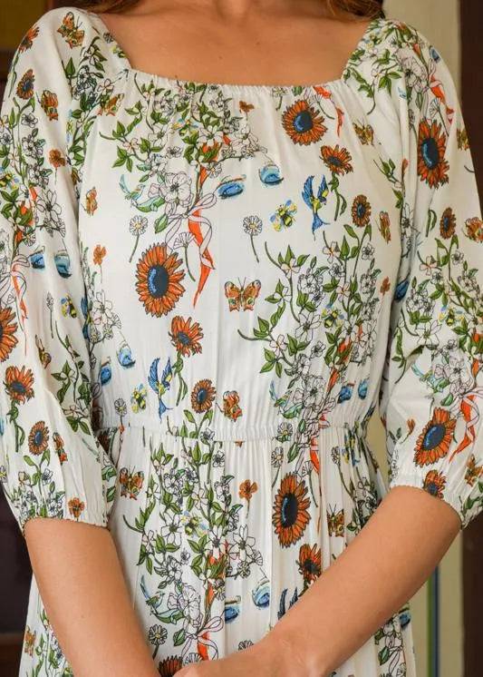 Floral Printed Tiered Style Dress