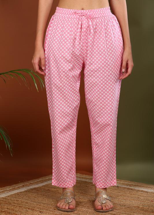 Plus Size Kurta Women's Cotton Print Calf Length V- Neck 3/4TH Sleeve A-Line Kurta Paired With Elastic Bottom And Duptta