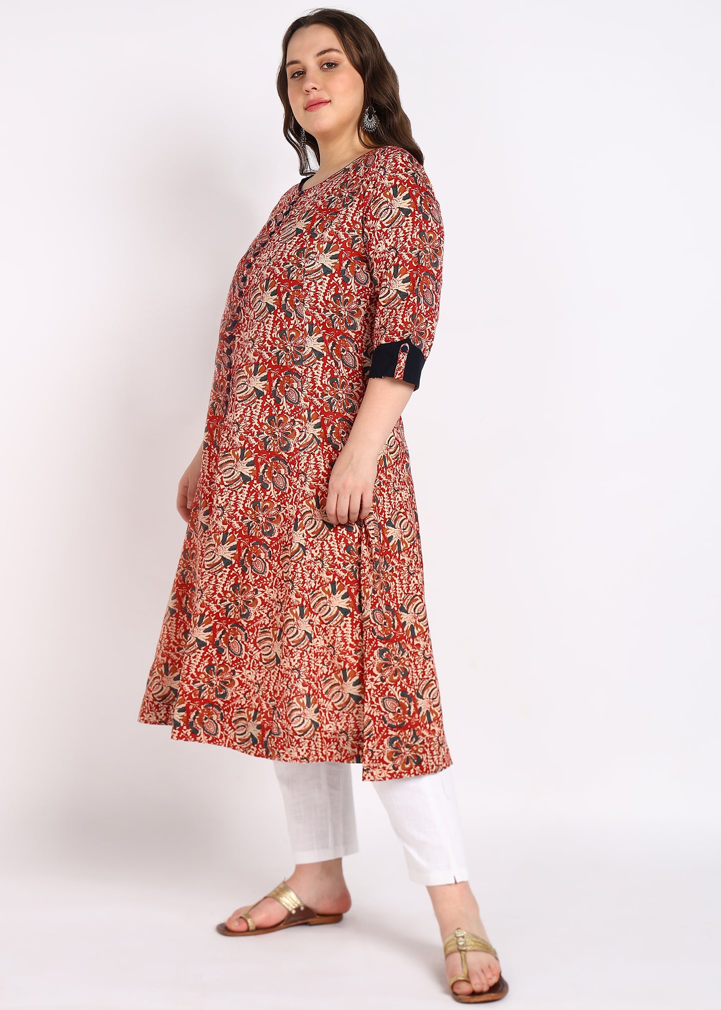 Plus Size Kalamkari Print Anarkali Kurta