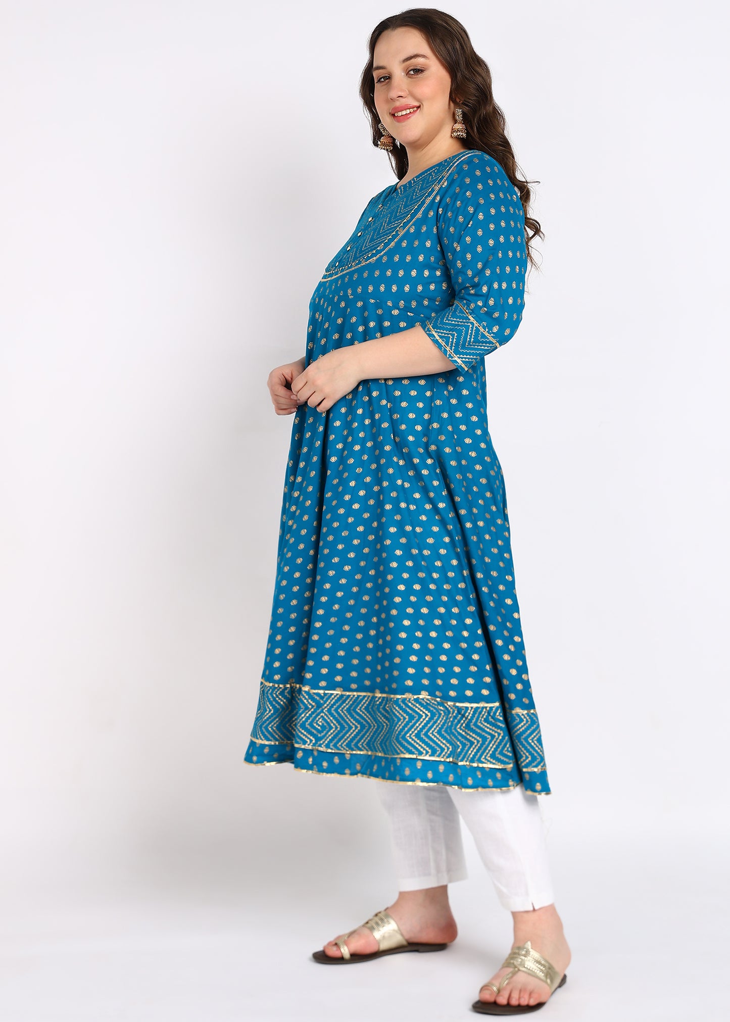 PLUS SIZE KURTA Women's Cotton Floral Printed Anarkali Kurta