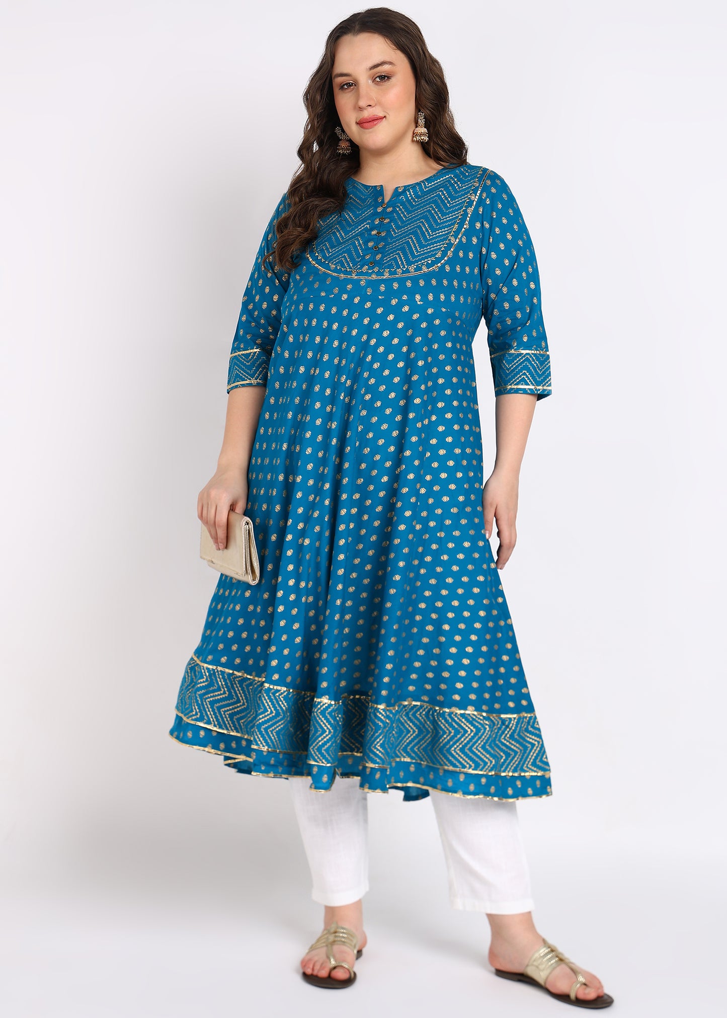 PLUS SIZE KURTA Women's Cotton Floral Printed Anarkali Kurta