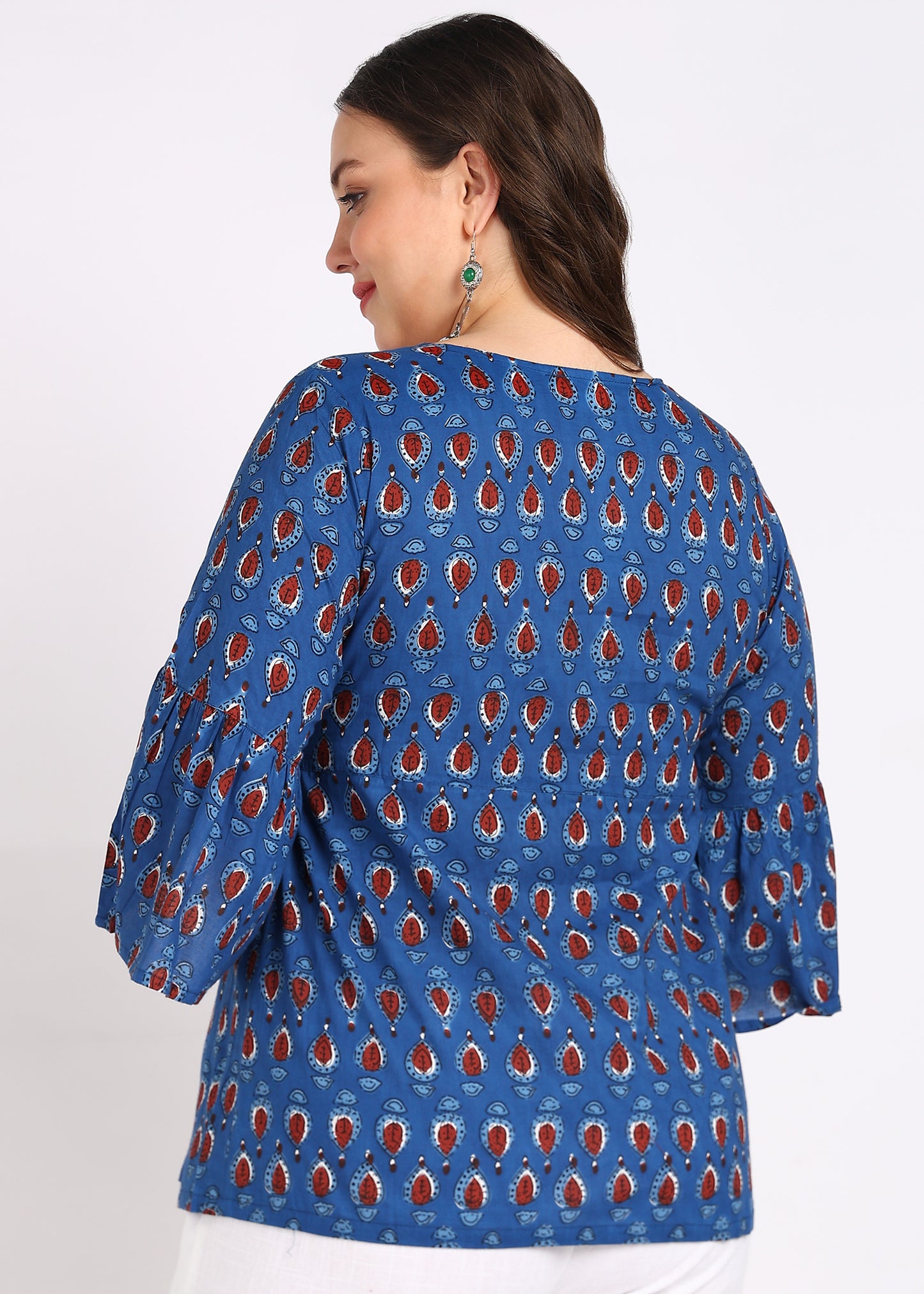 Indigo Geometrical Printed Flared Top – Stylish & Comfortable