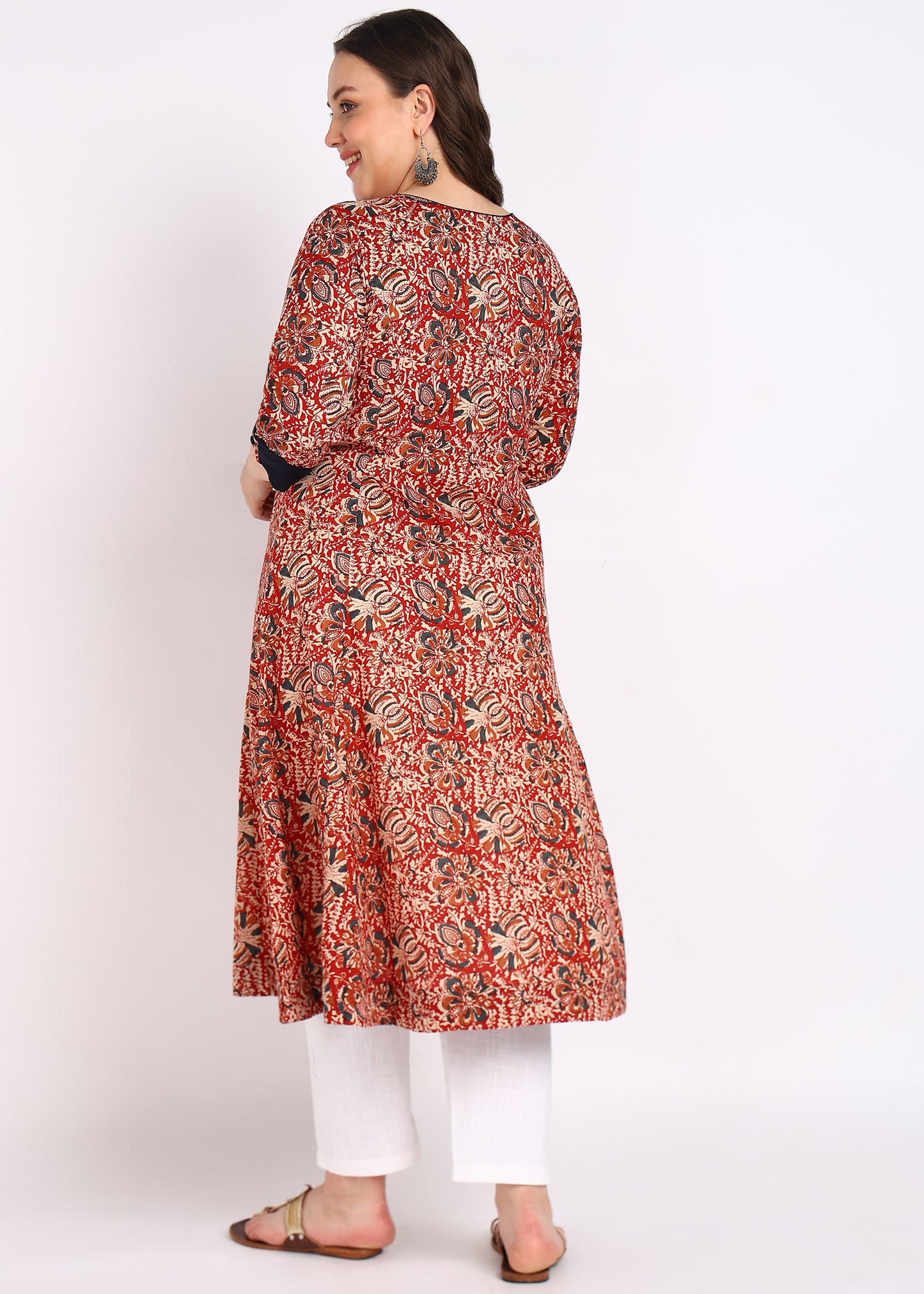 Plus Size Kalamkari Print Anarkali Kurta
