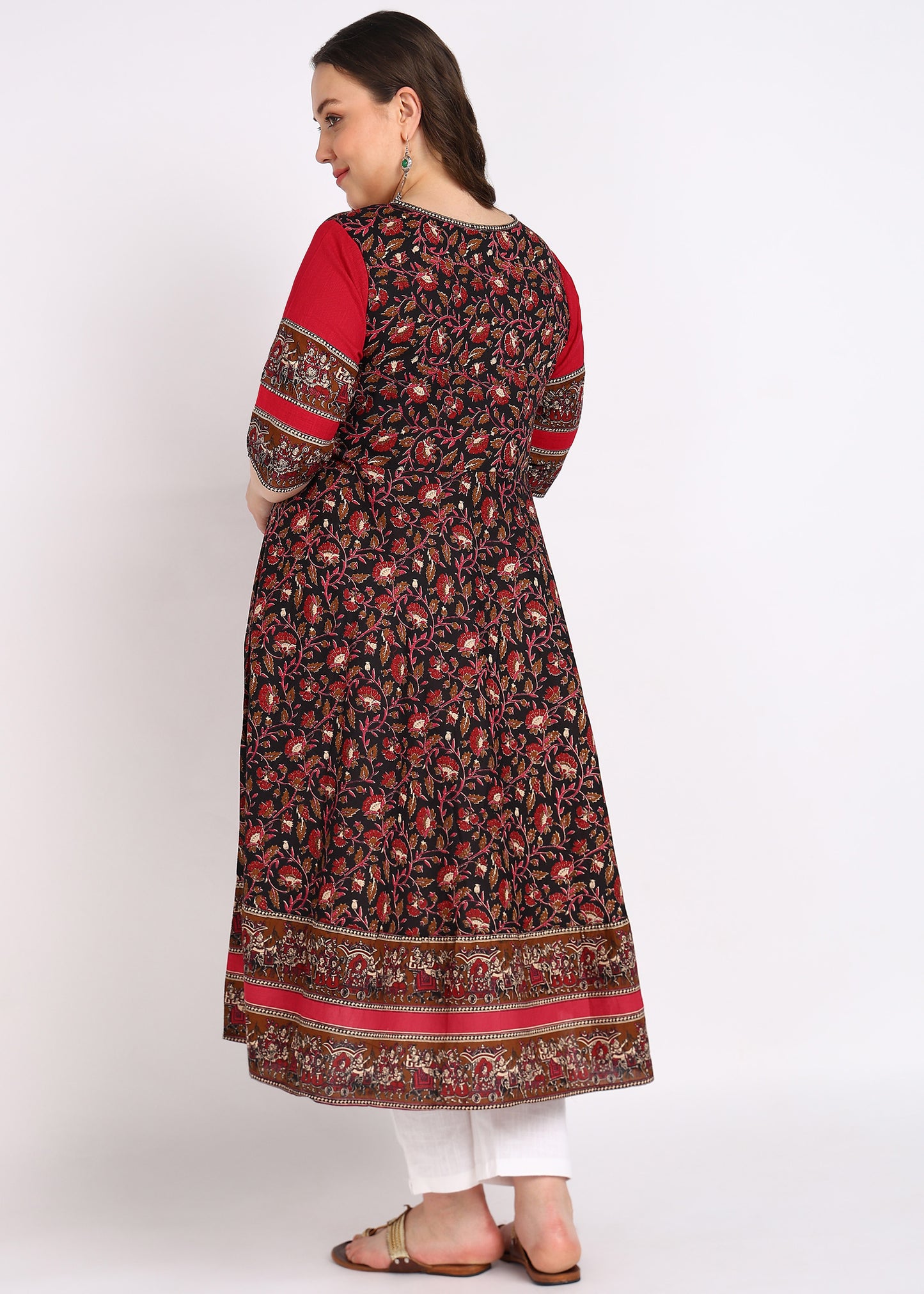 PLUS SIZE KURTA Women's Cotton Floral Printed Anarkali Kurta