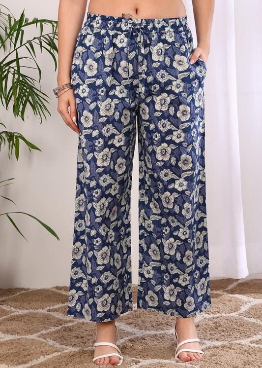 Plus Size Kurta Women's Printed Cotton Calf Length Mandarin Collar 3/4TH Sleeve Straight Kurta Pant And Duptta