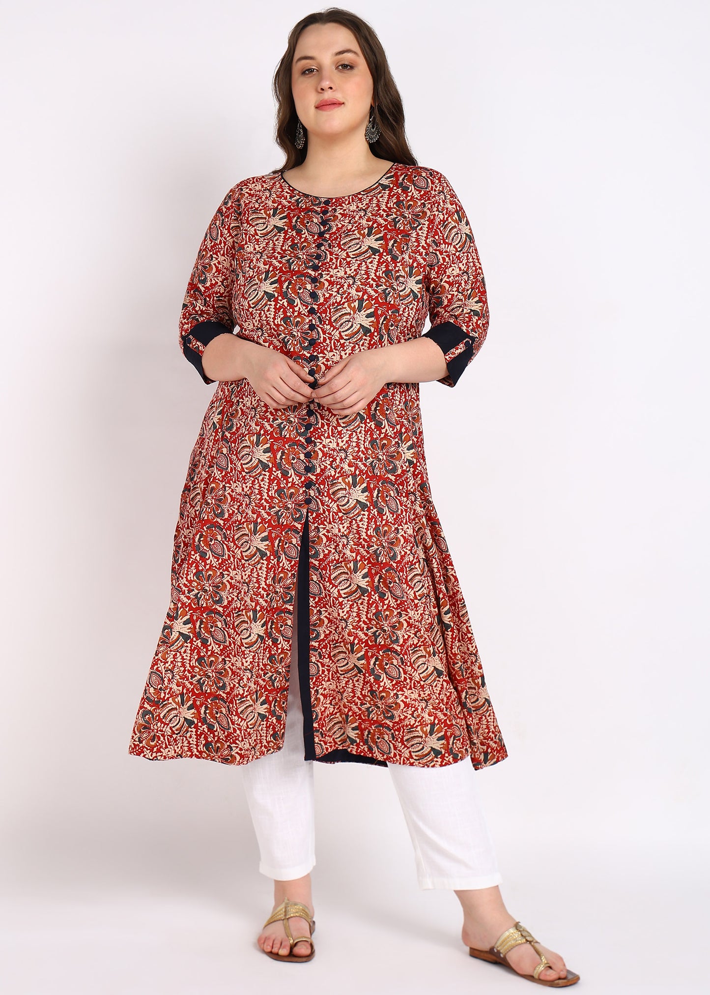 Plus Size Kalamkari Print Anarkali Kurta