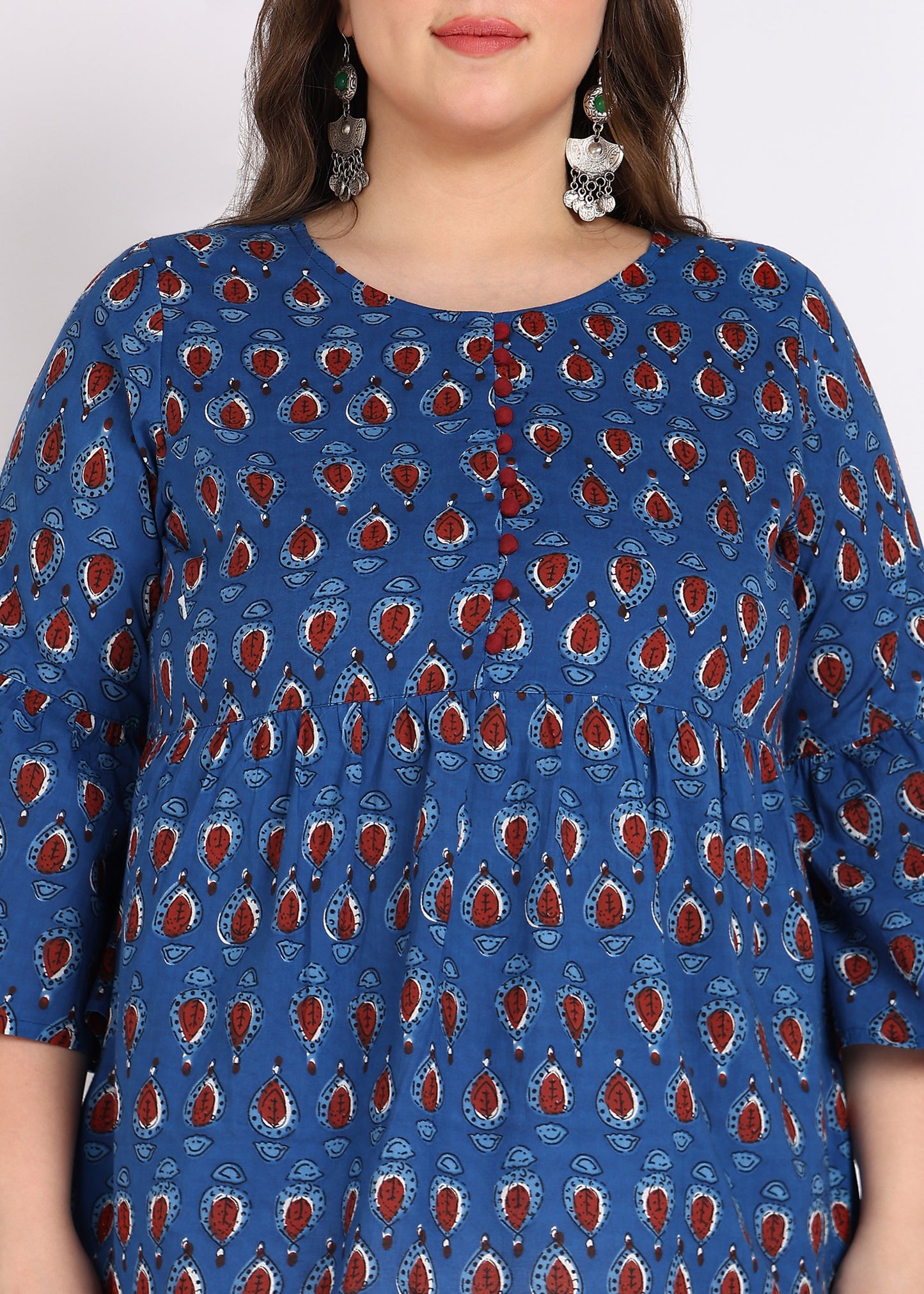 Indigo Geometrical Printed Flared Top – Stylish & Comfortable
