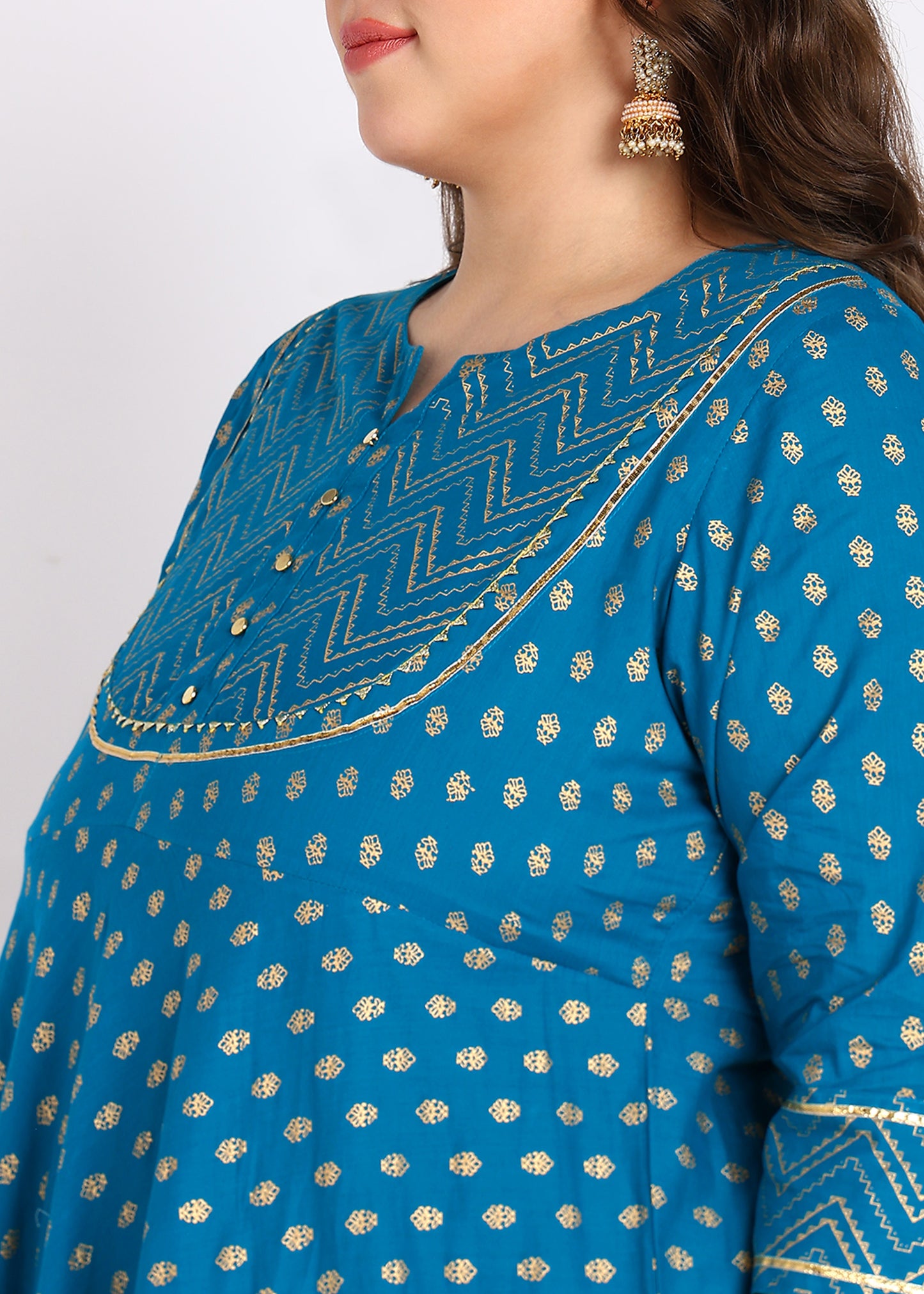 PLUS SIZE KURTA Women's Cotton Floral Printed Anarkali Kurta