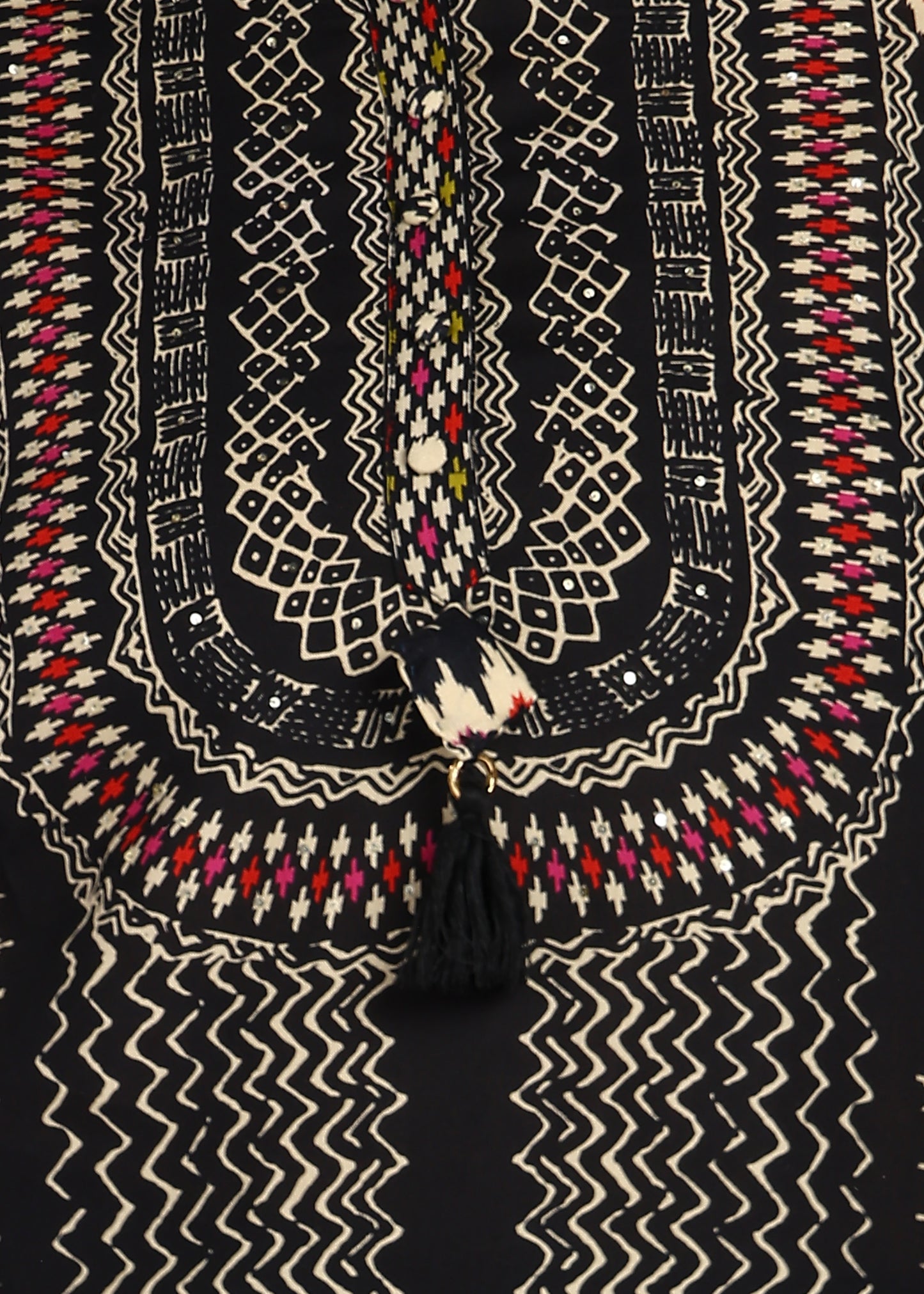 Plus Size Black & Beige Printed Kurta Set with Dupatta – 3-Piece Set