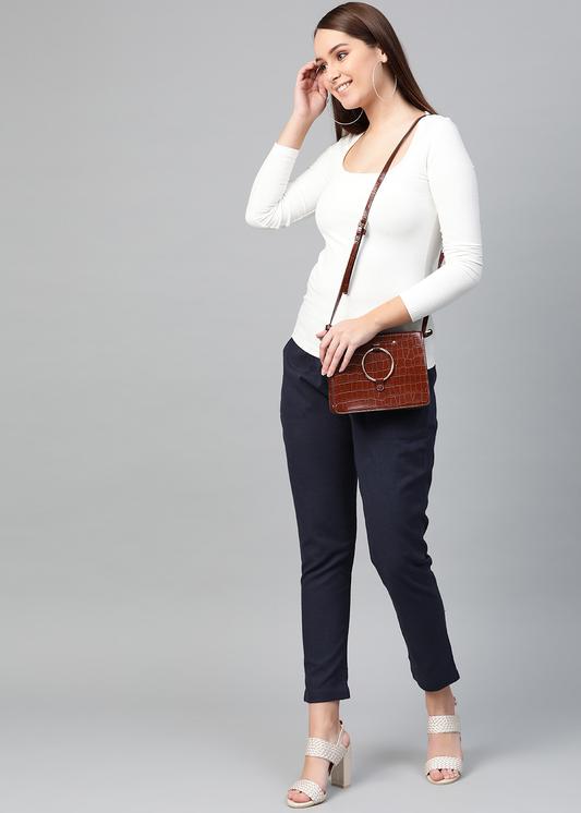 Cotton Slub Solid Regular Fit Casual Trouser Pants