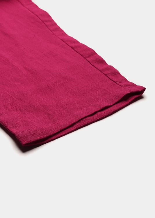 Cotton Slub Solid Regular Fit Casual Trouser Pants